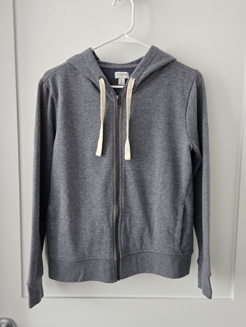 J.Crew Factory Gray Cotton-Blend Zip-Up Hooded Sweatshirt Sz S